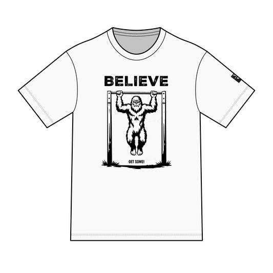 Believe in Bigfoot - Doing Pull-Ups | T-Shirt