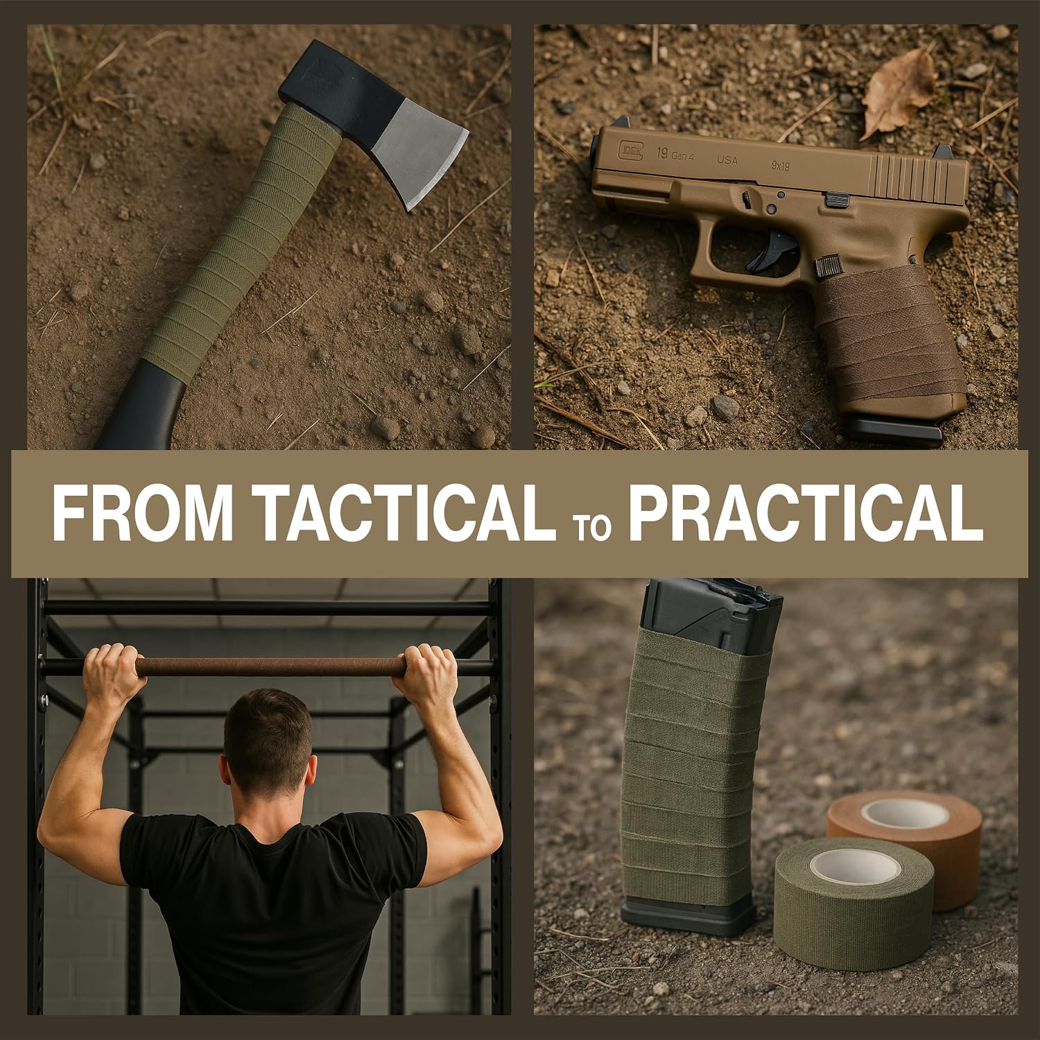 Tactical Grip Tape – 2 Roll Camo Pack (Green & Brown) – Gun Grip Tape